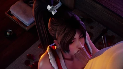 Mai Shiranui - Gulping Down His Huge Cock