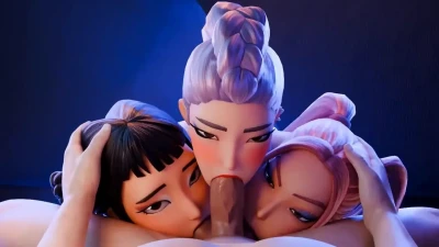 Zoey, Rumi & Mira - Triple Fellatio Cock Worshipping