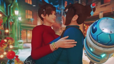 Mei & Tracer - Lesbians Kissing Under the Mistletoe